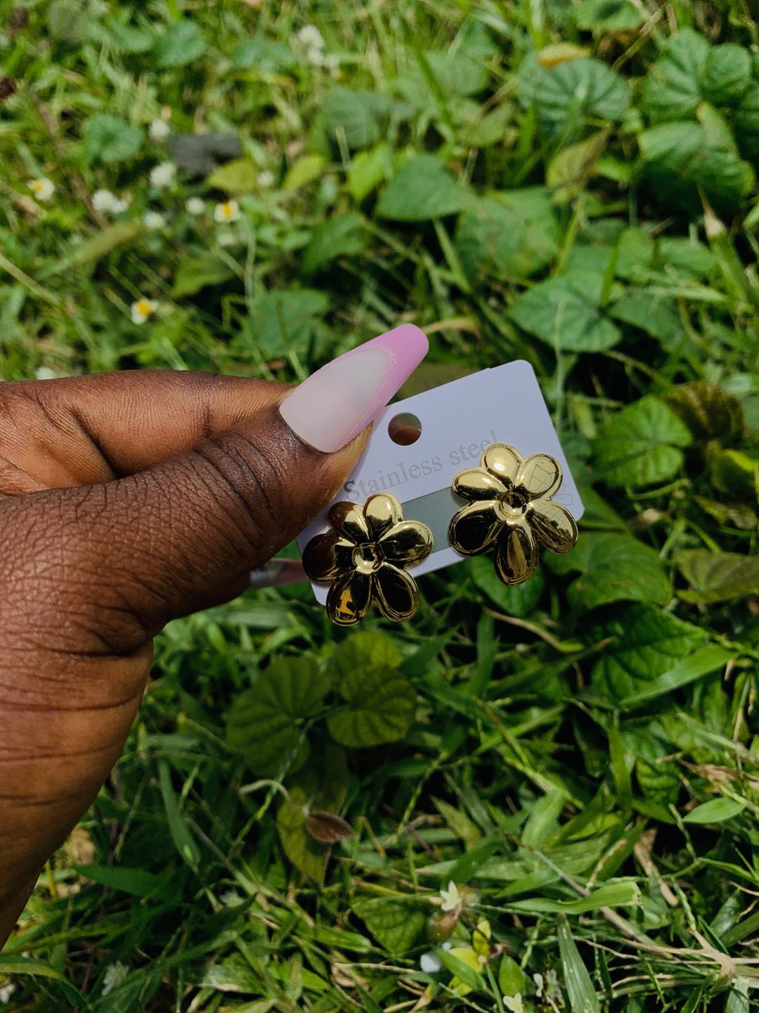 Gold steel earring 002