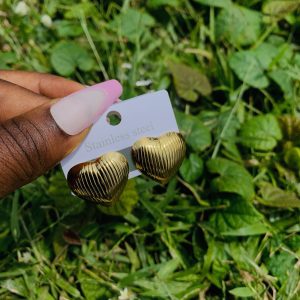 Gold steel earring 004