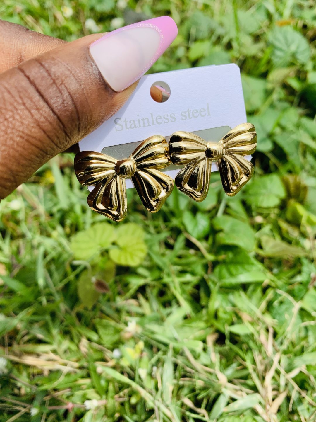 Gold steel earring 005 - Image 4