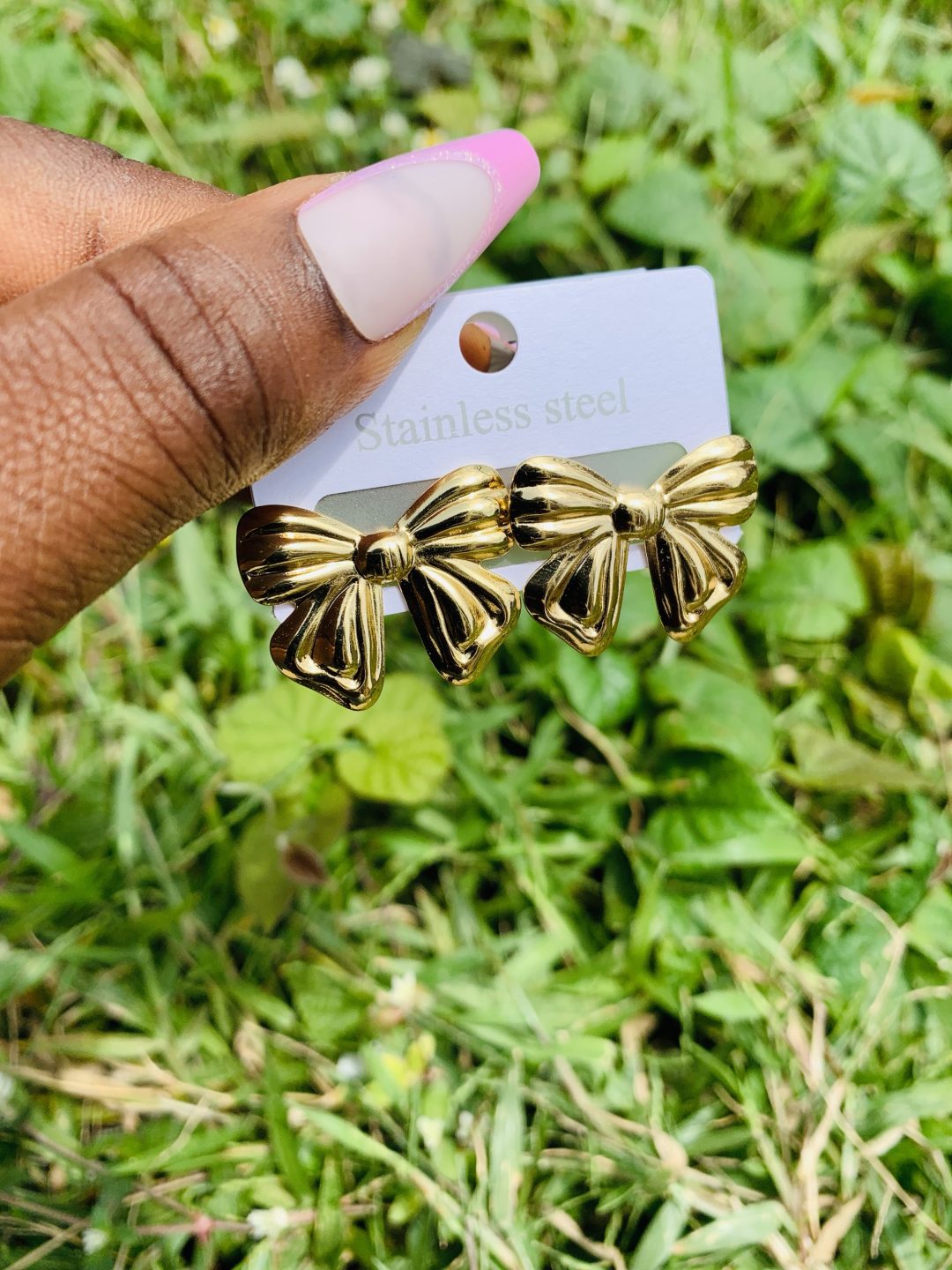 Gold steel earring 005 - Image 3