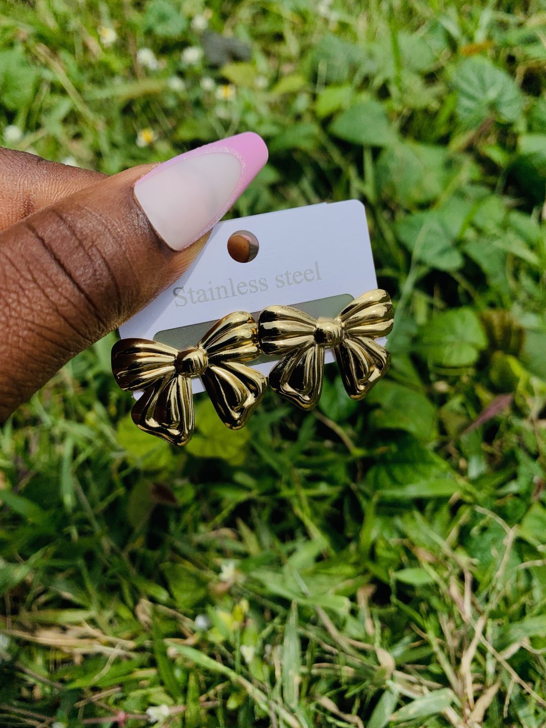 Gold steel earring 005 - Image 2