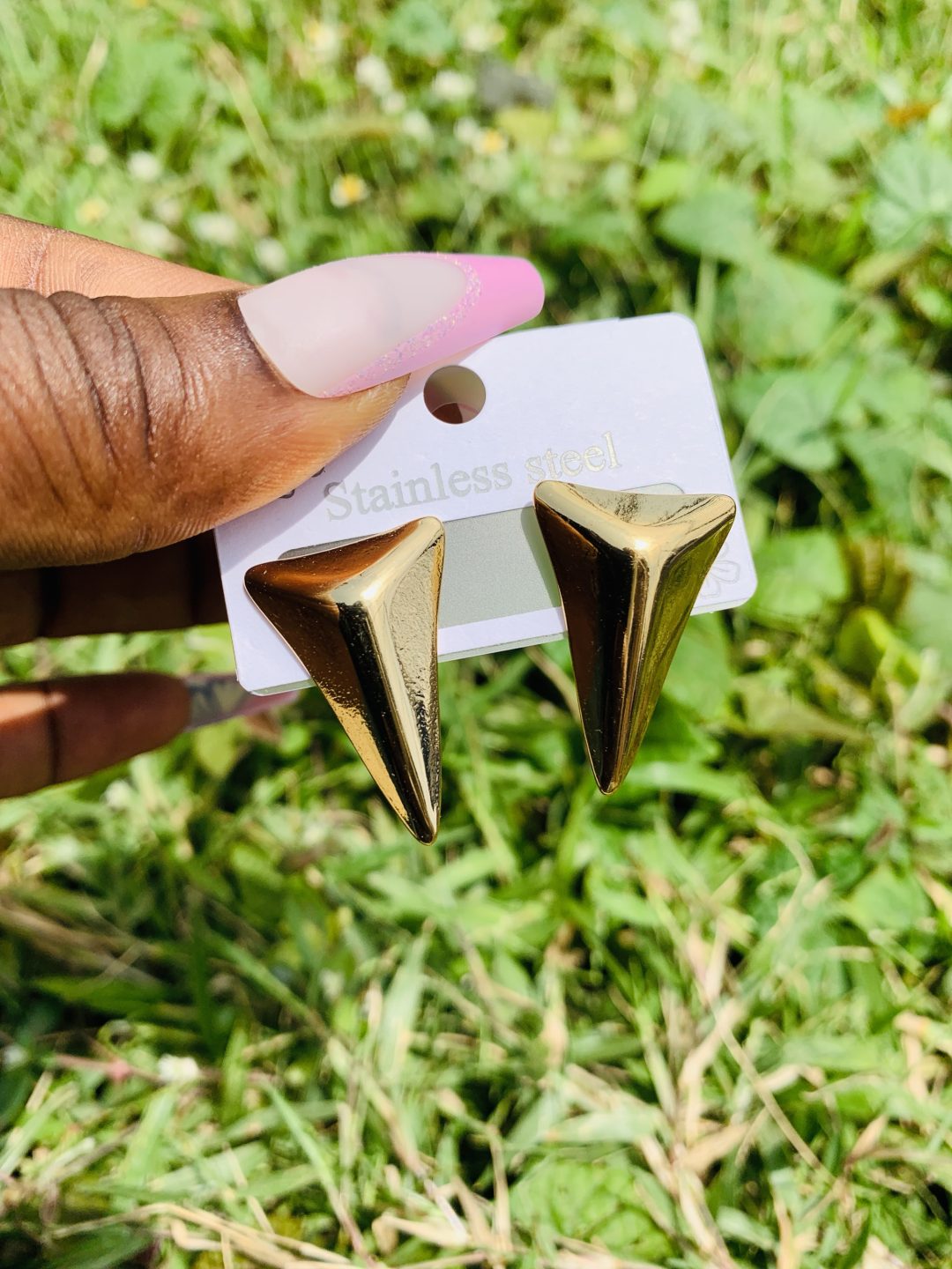 Gold steel earring 009 - Image 3