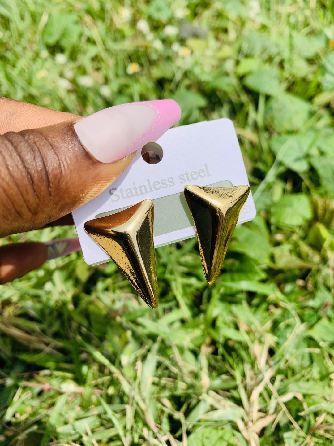 Gold steel earring 009 - Image 2