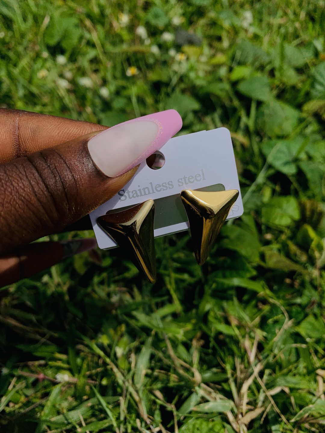 Gold steel earring 009