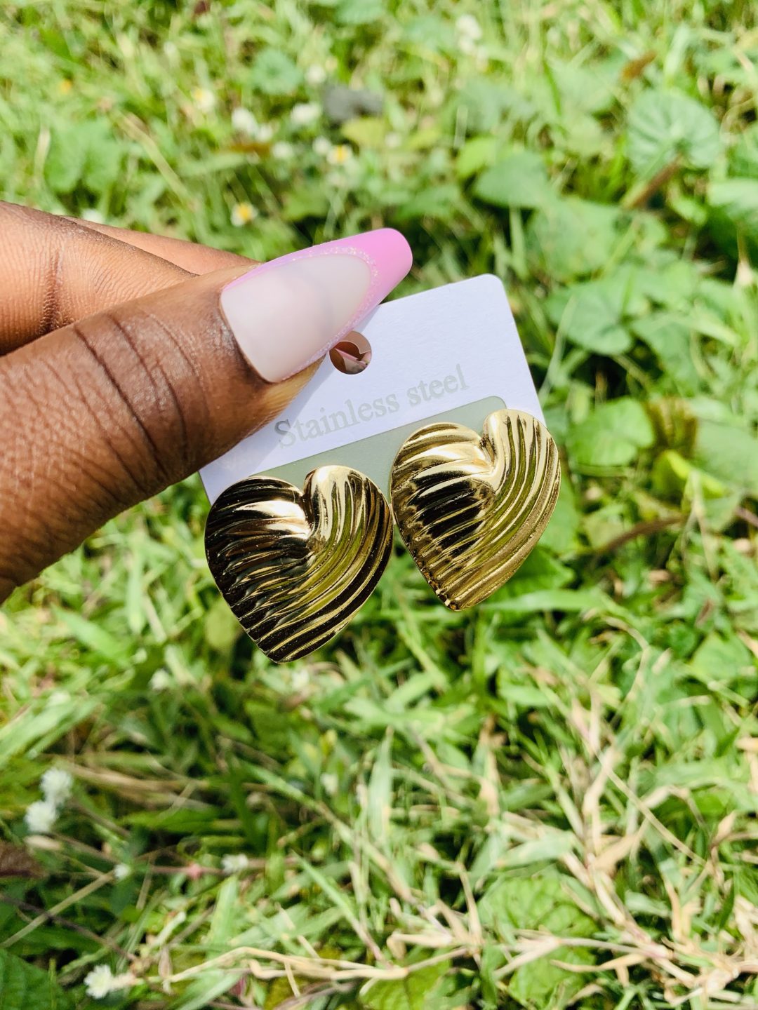 Gold steel earring 010 - Image 4