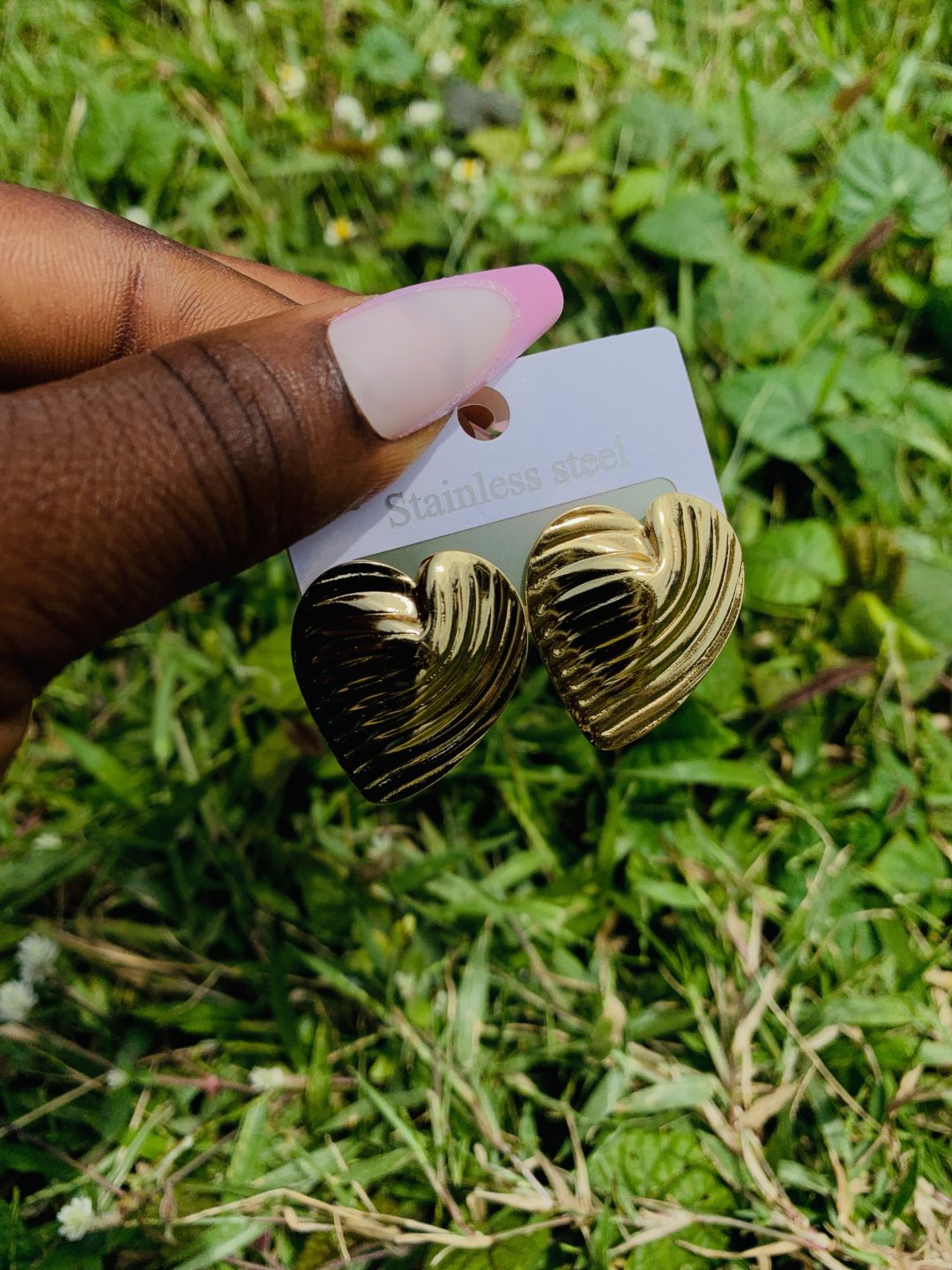 Gold steel earring 010 - Image 3