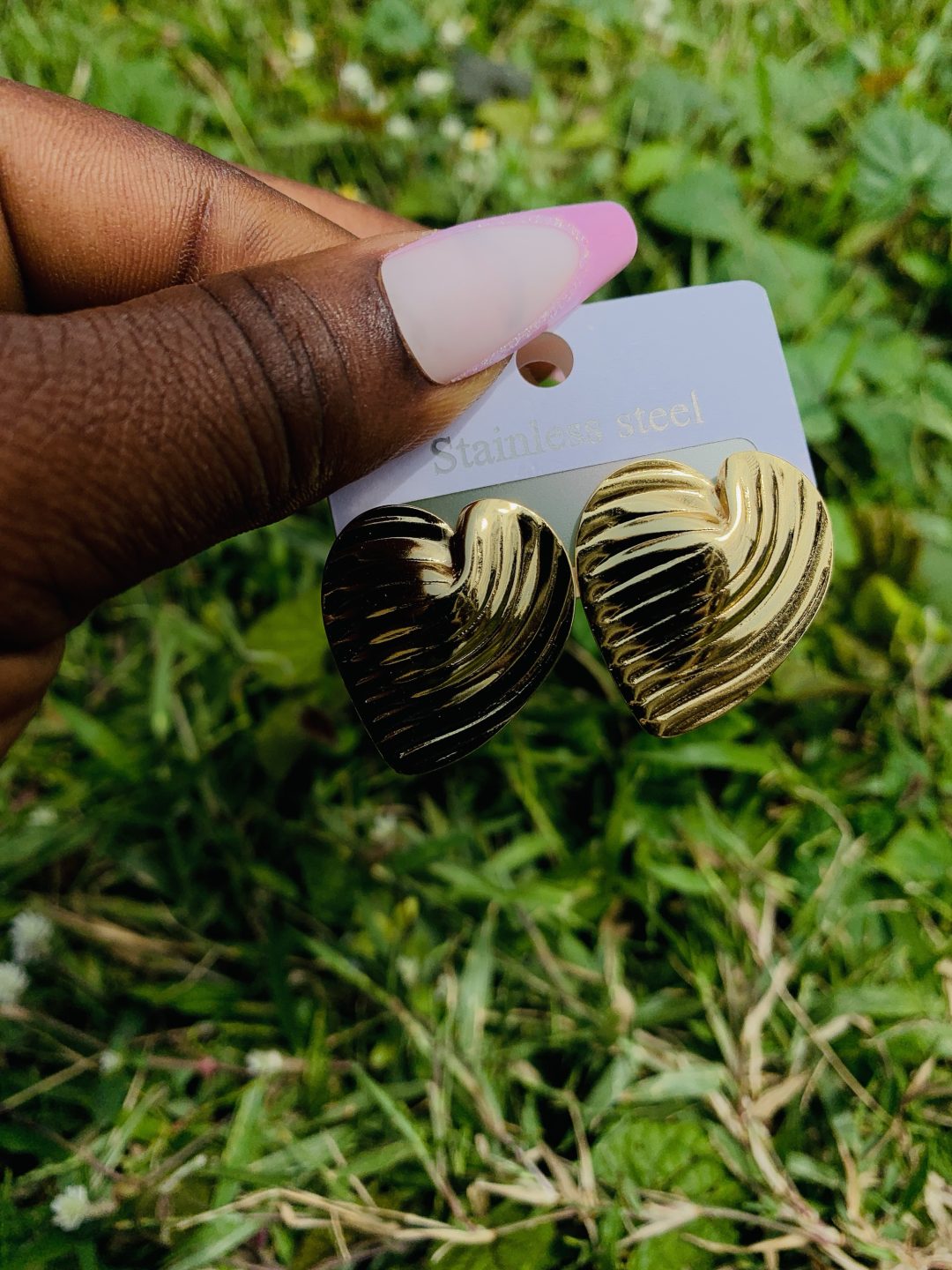 Gold steel earring 010 - Image 2