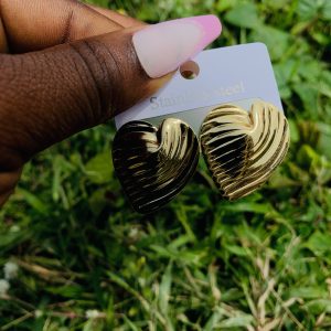 Gold steel earring 010