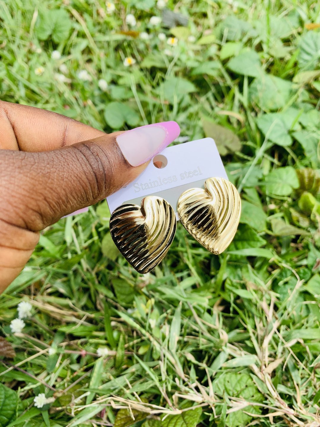 Gold steel earring 010