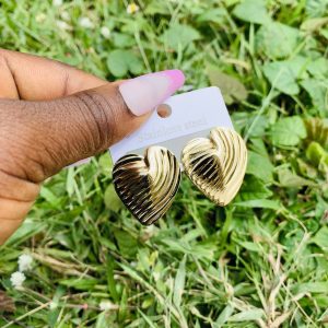 Gold steel earring 010