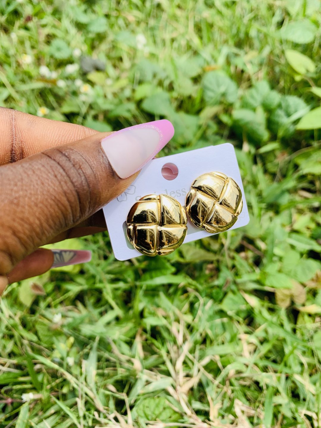 Gold steel earring 011 - Image 3