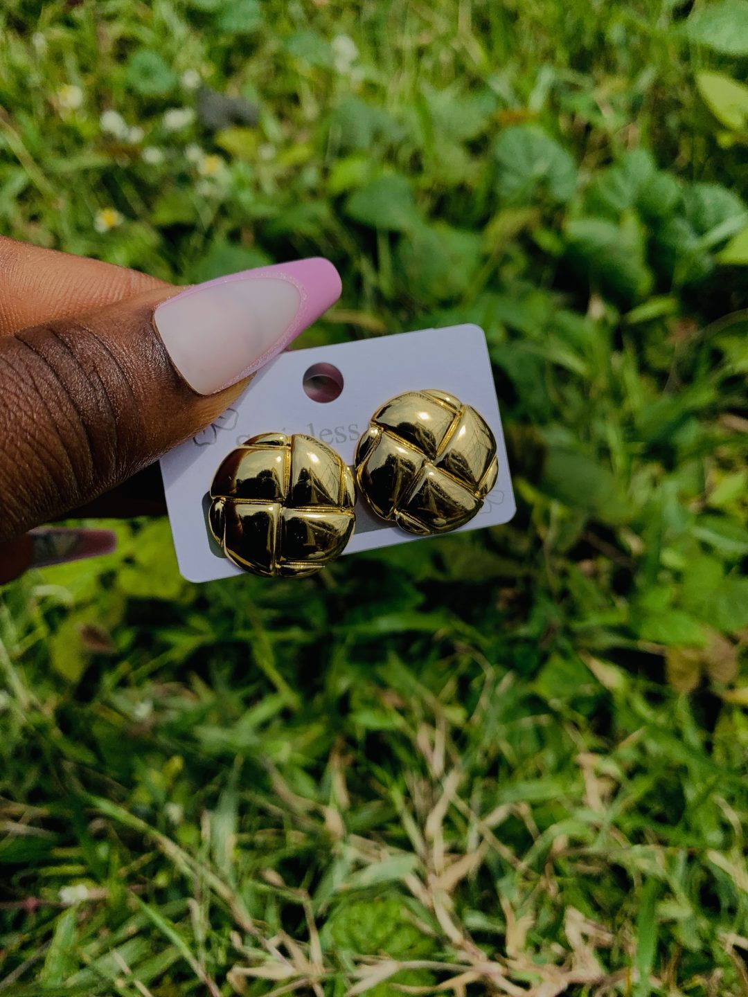 Gold steel earring 011 - Image 2