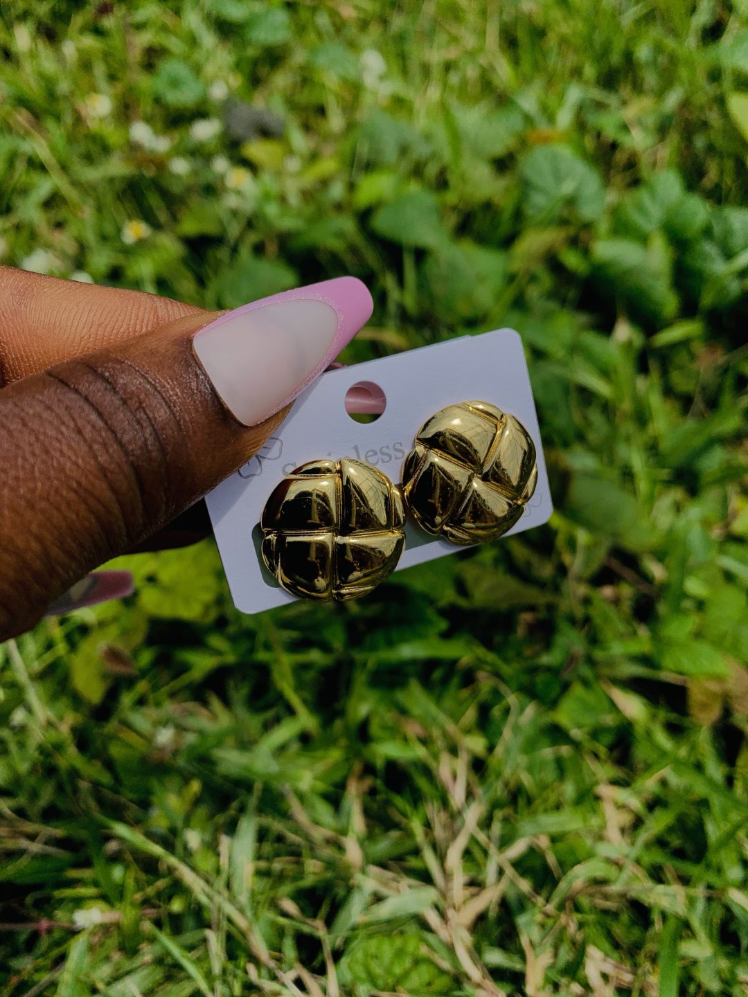 Gold steel earring 011