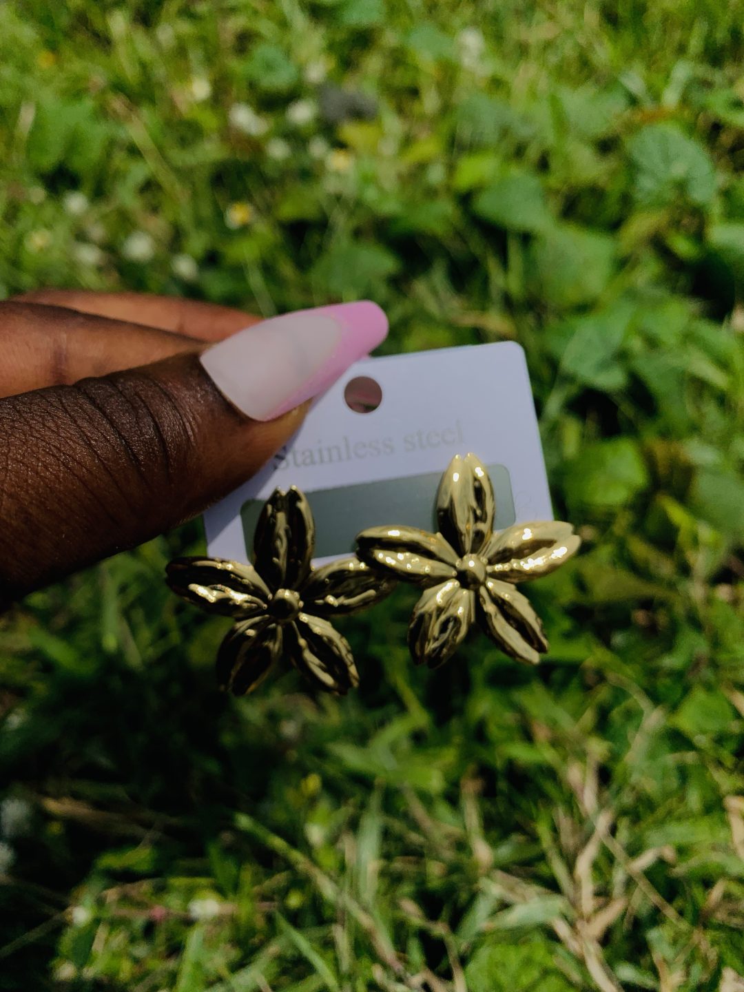 Gold steel earring 012 - Image 3