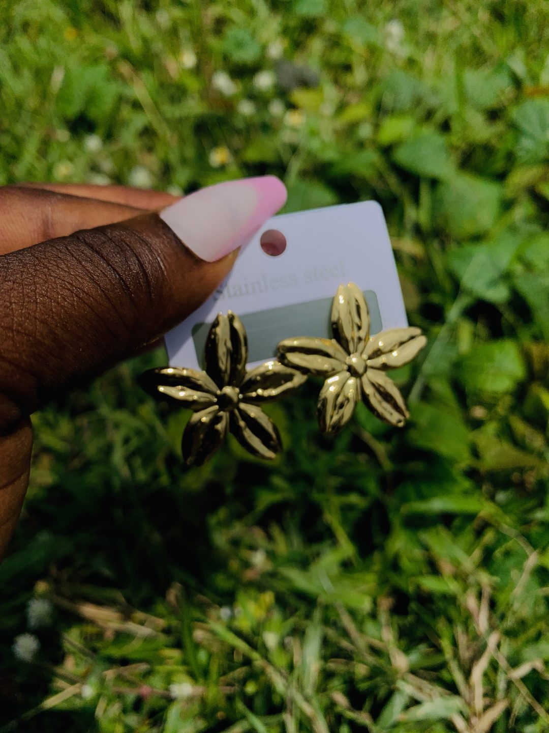 Gold steel earring 012 - Image 2
