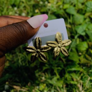 Gold steel earring 012