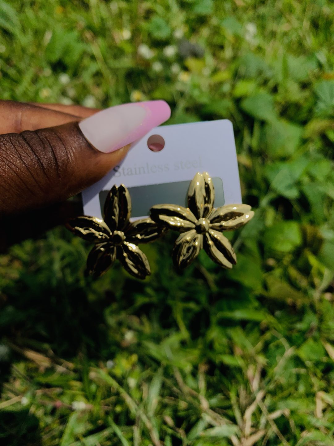 Gold steel earring 012
