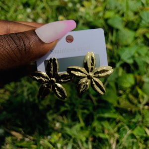 Gold steel earring 012