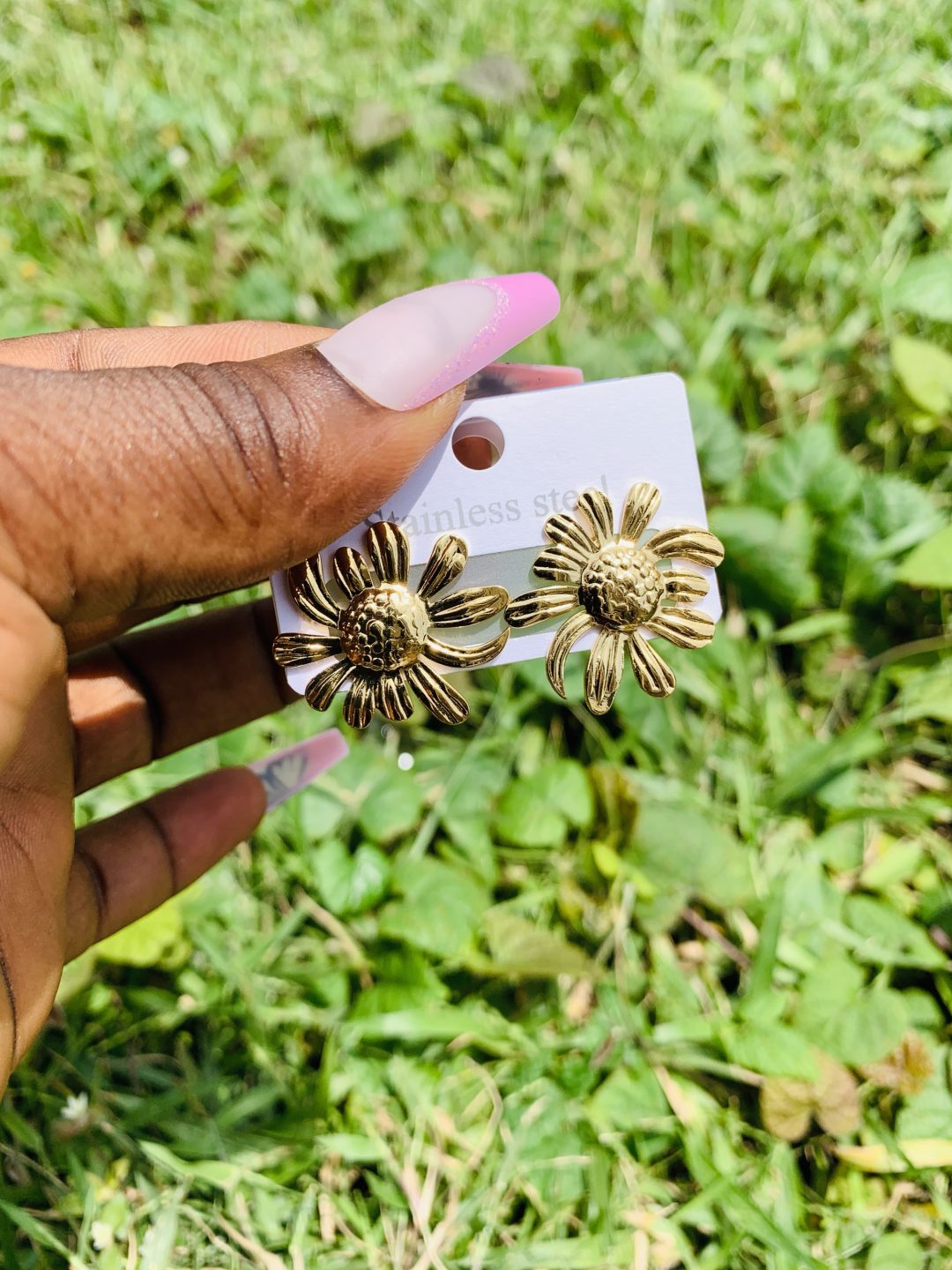 Gold steel earring 014 - Image 2