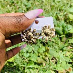 Gold steel earring 014