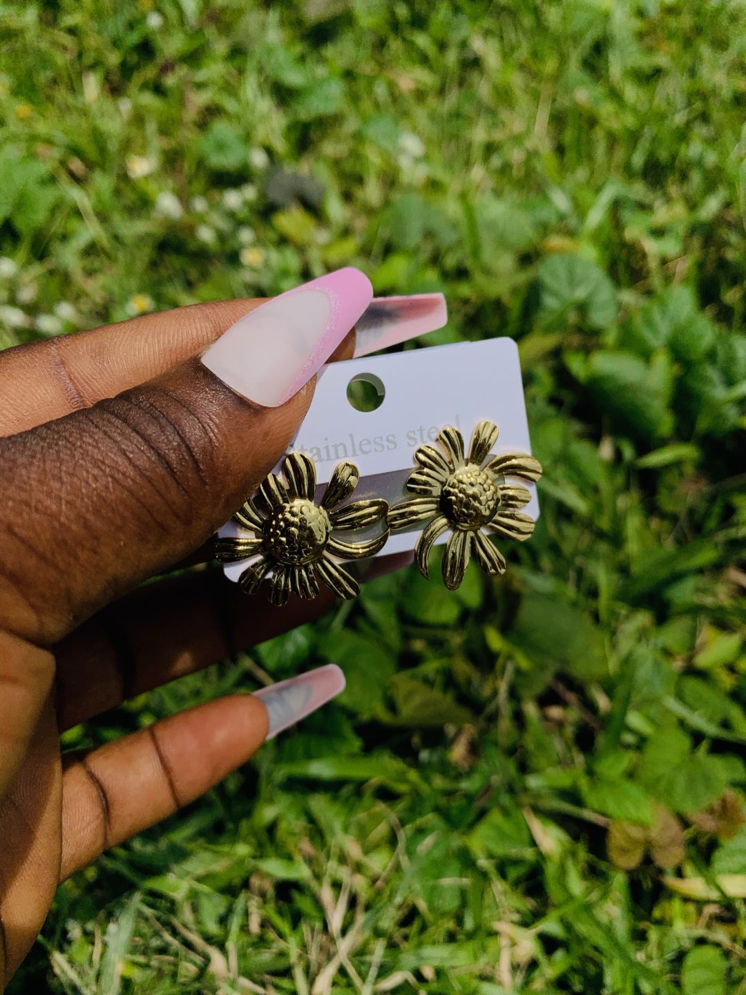 Gold steel earring 014 - Image 3