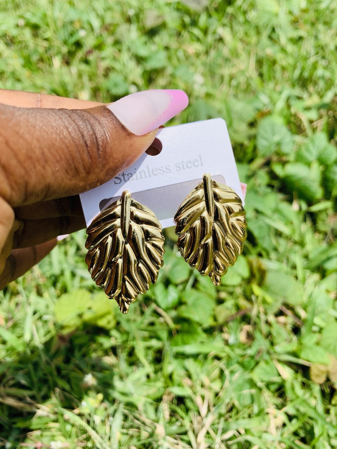 Gold steel earring 015 - Image 3