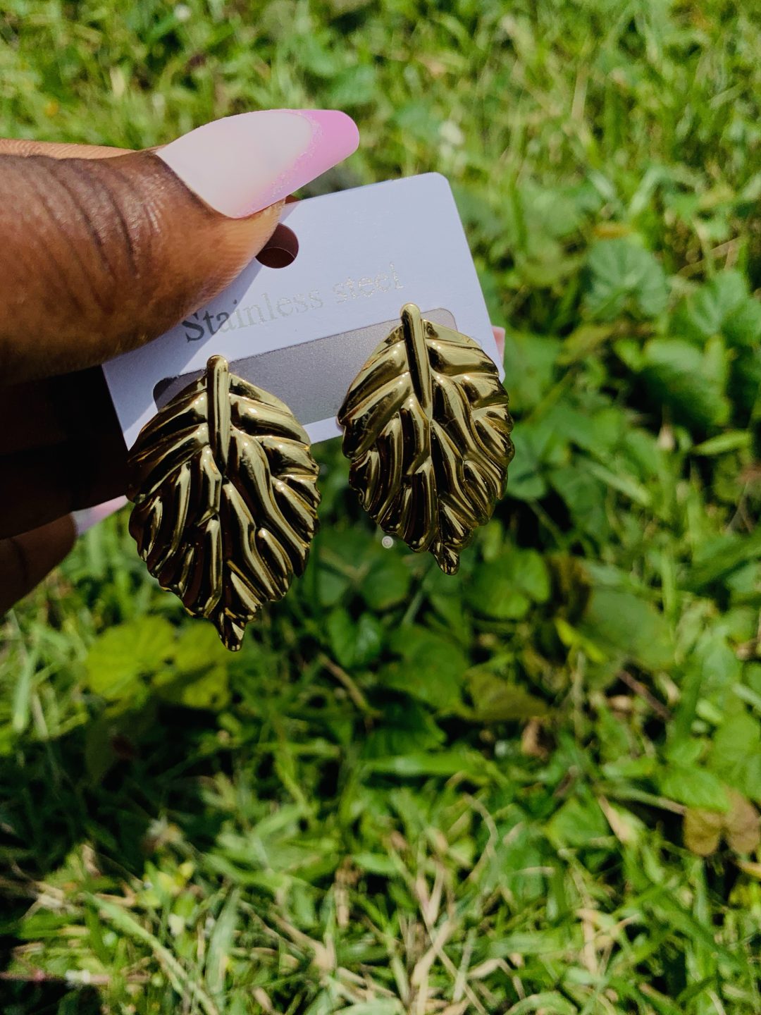Gold steel earring 015 - Image 2
