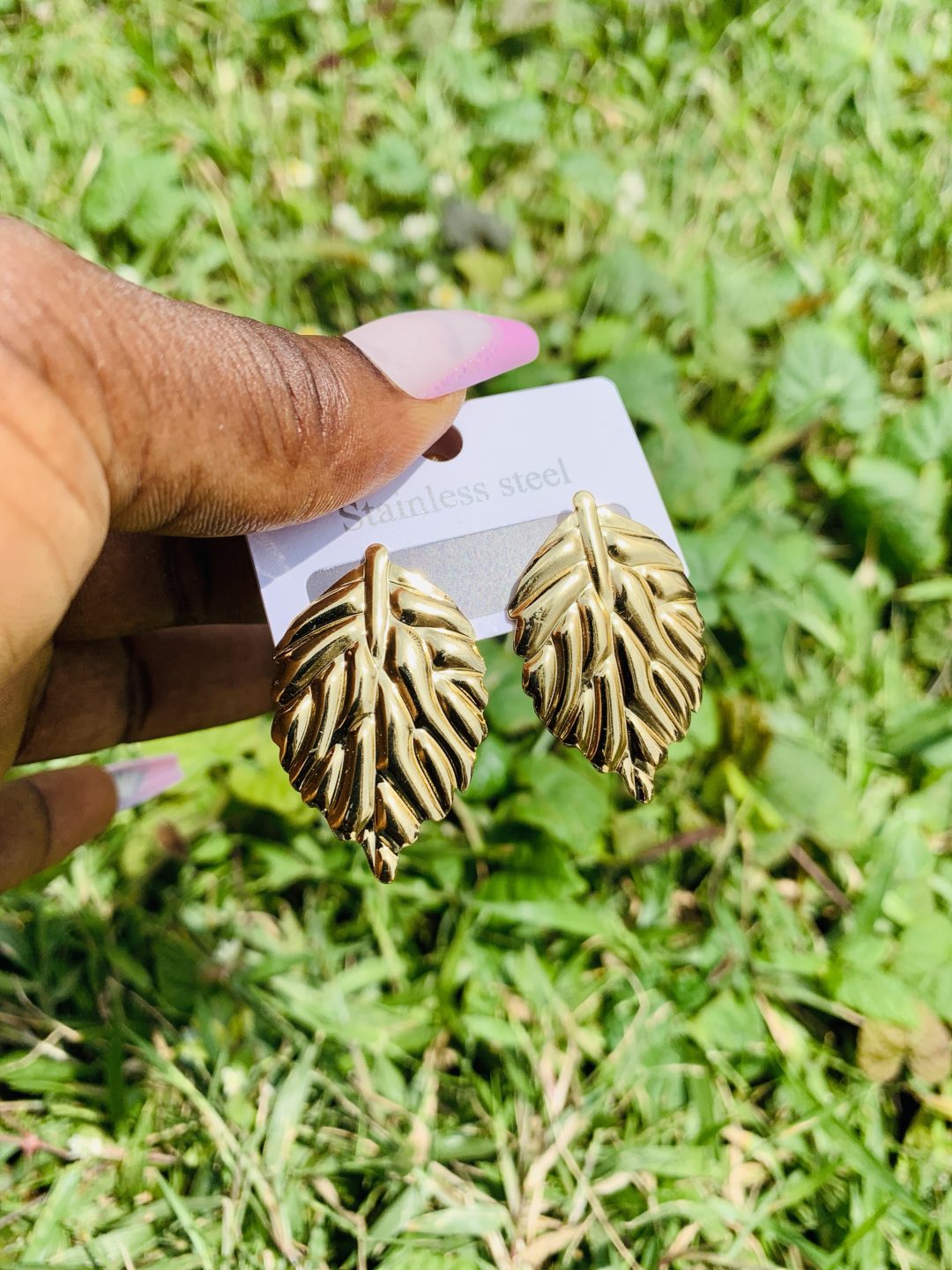 Gold steel earring 015