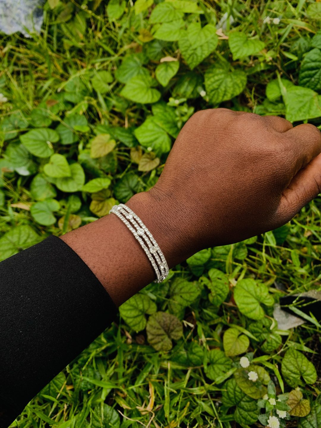 Three roll silver fashion bracelet 004 - Image 4