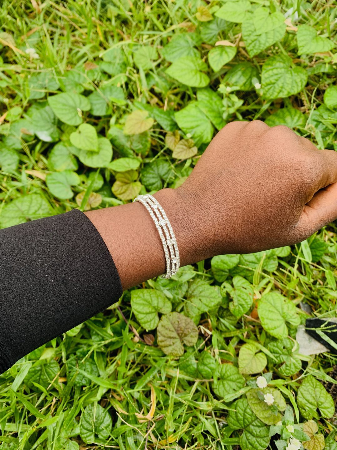 Three roll silver fashion bracelet 004 - Image 3