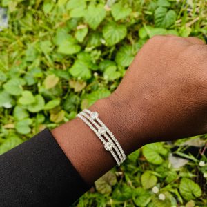 Three roll silver fashion bracelet 006