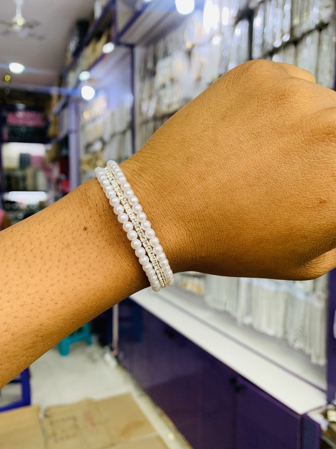 Three roll silver fashion bracelet 001 - Image 3