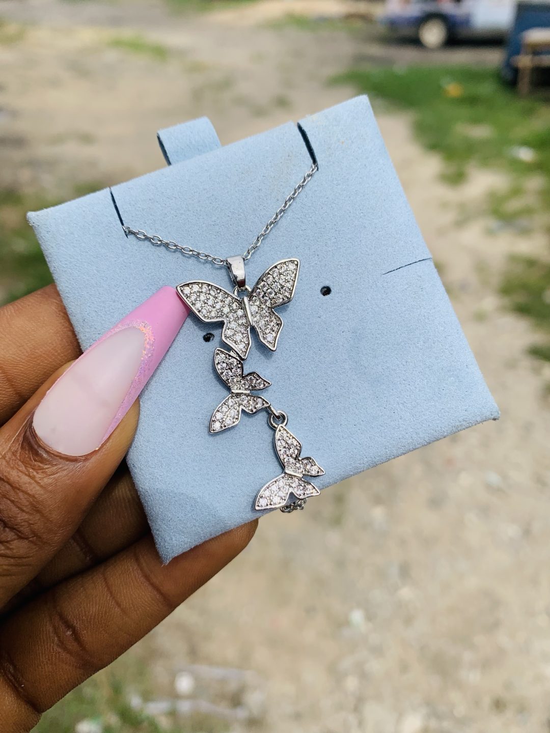 Silver stainless steel necklace and card 002