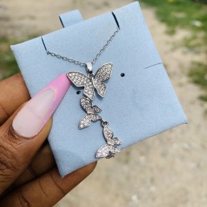 Silver stainless steel necklace and card 002