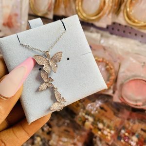 Silver stainless steel necklace and card 002