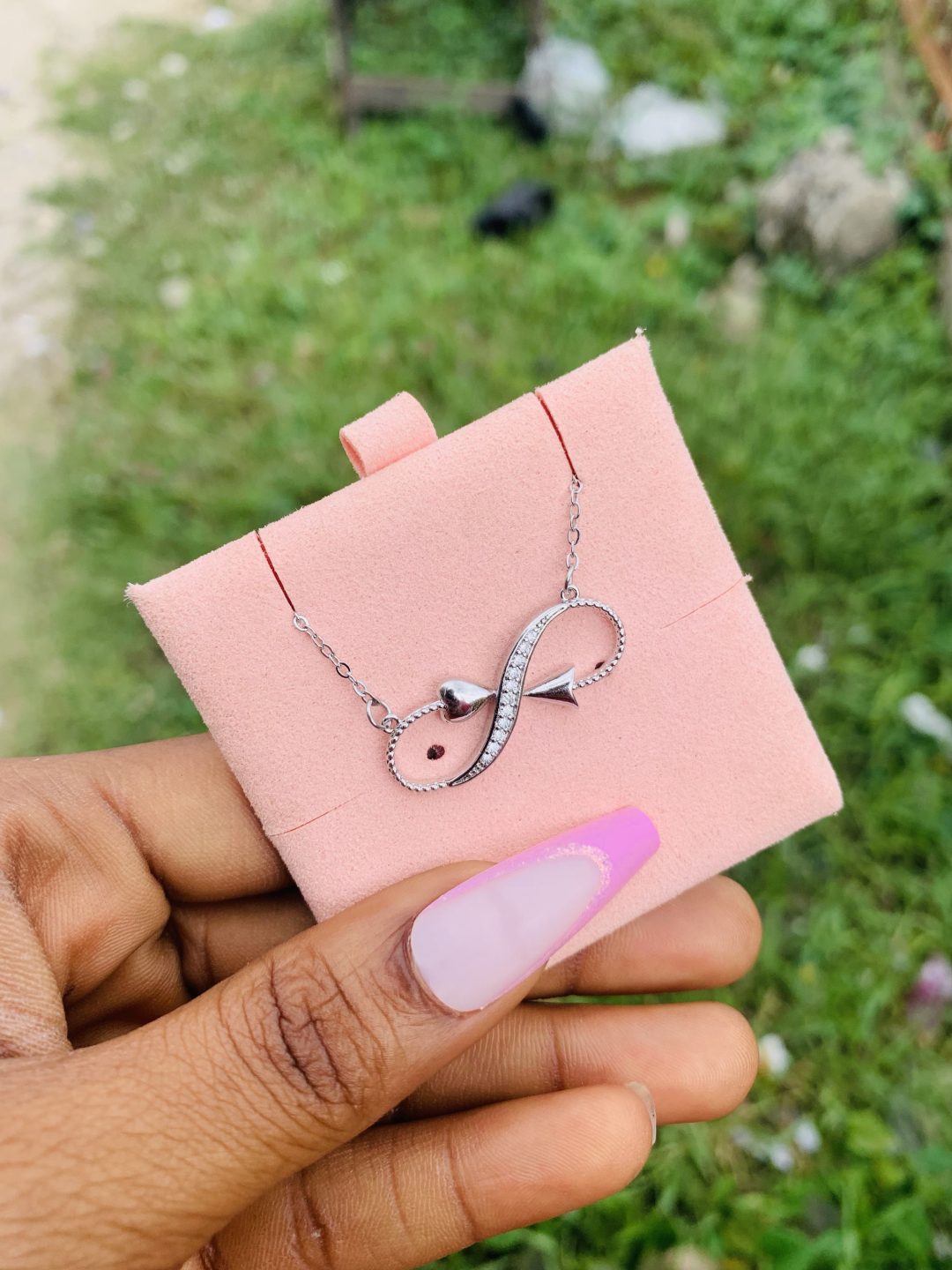 Silver stainless steel necklace and card 008 - Image 2