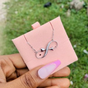 Silver stainless steel necklace and card 008