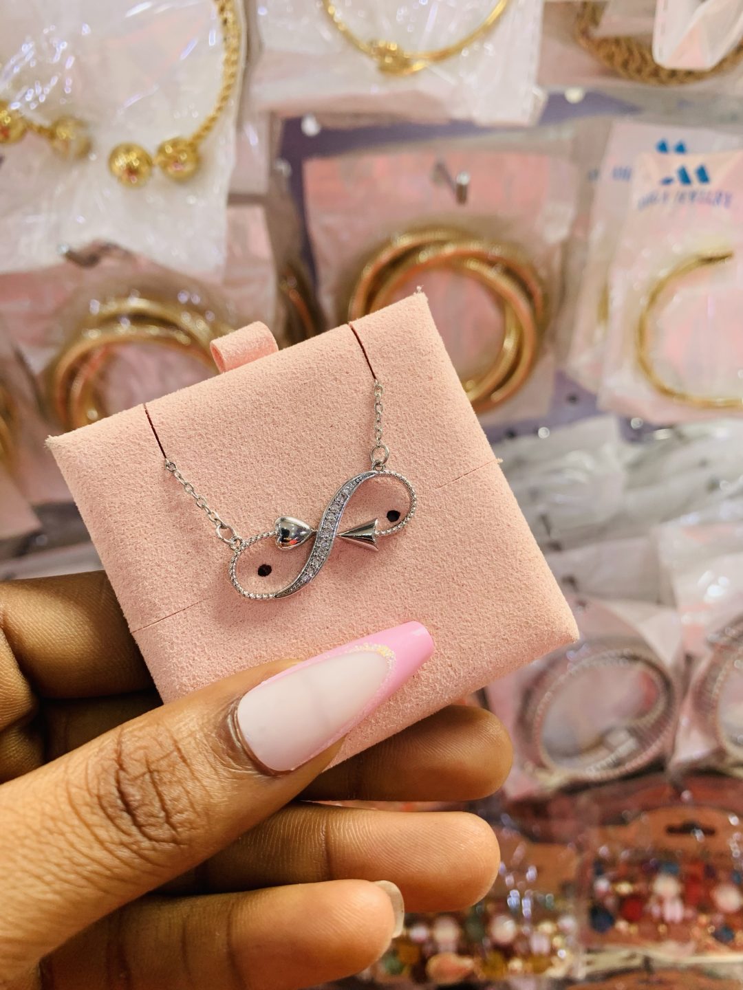 Silver stainless steel necklace and card 008