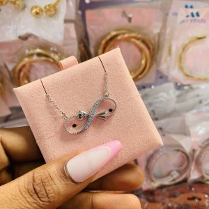 Silver stainless steel necklace and card 008