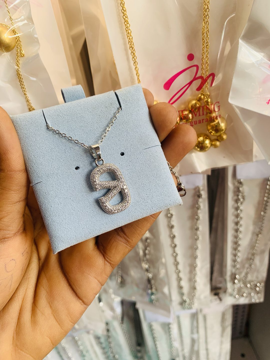 Silver stainless steel necklace and card 004 - Image 2