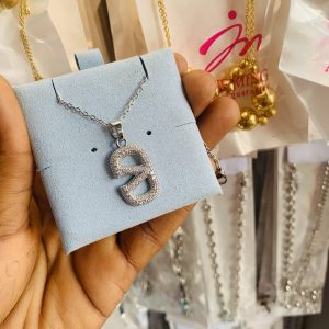 Silver stainless steel necklace and card 004