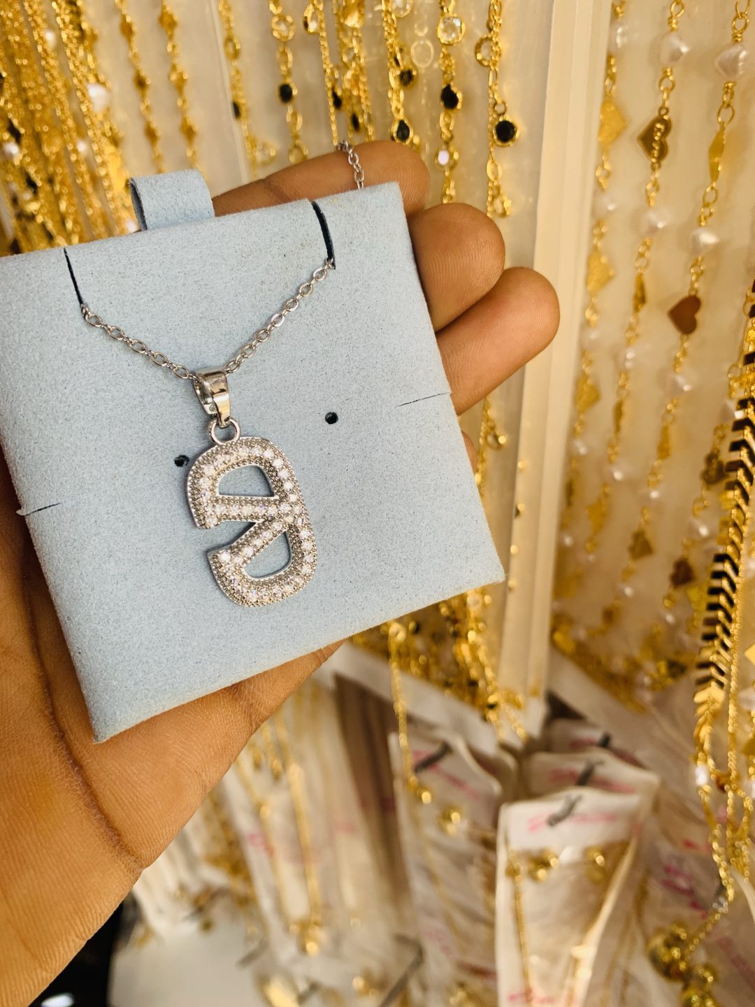Silver stainless steel necklace and card 004