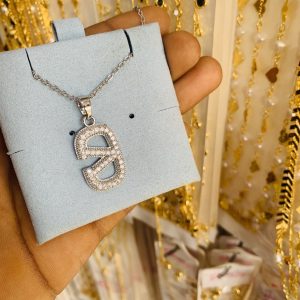 Silver stainless steel necklace and card 004