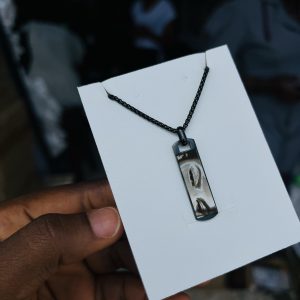 Engraved black flat eyes necklace