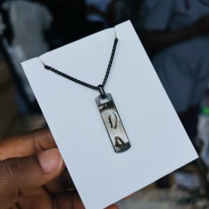 Engraved black flat eyes necklace