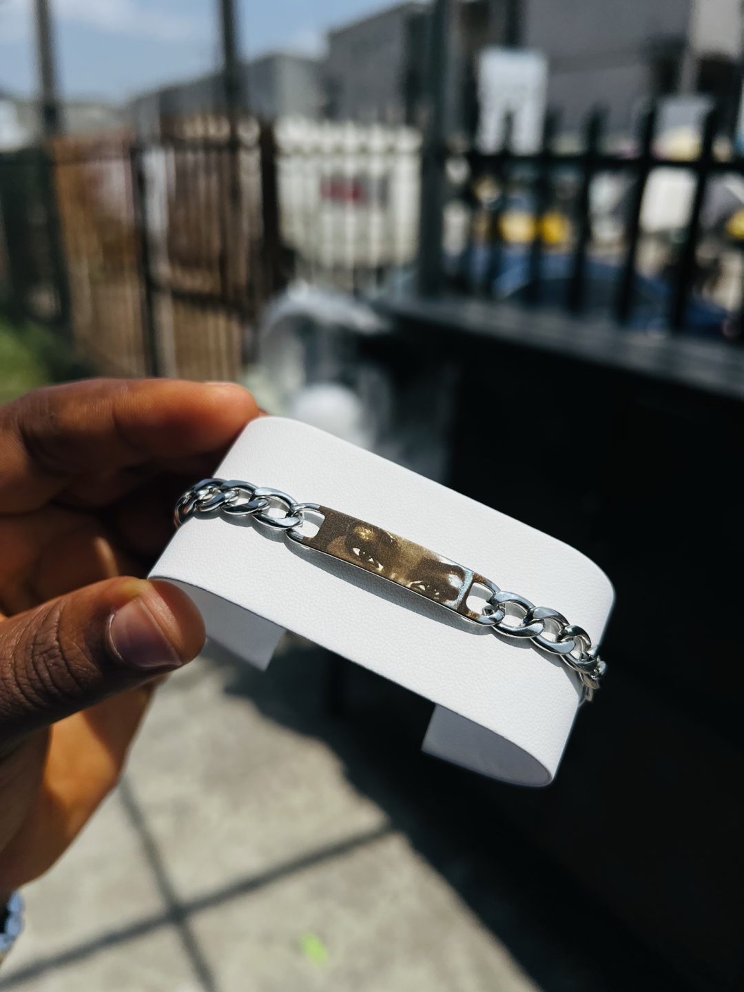 Engraved silver eyes mini bracelet