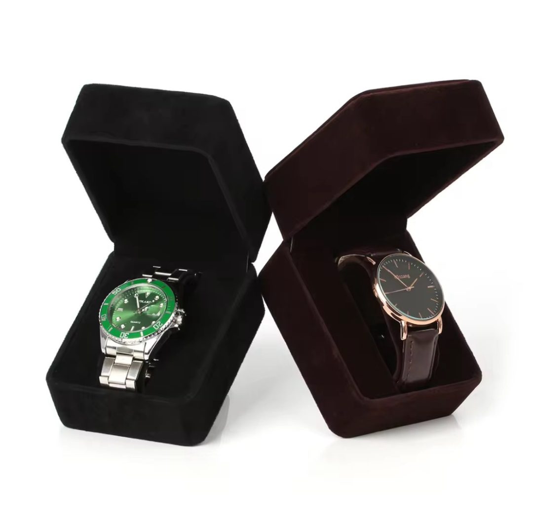 Black suede watch / bracelet box - Image 2