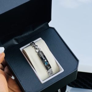 Engraved Spotify blue gemstone bracelet