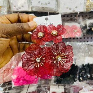 Red flowery earring
