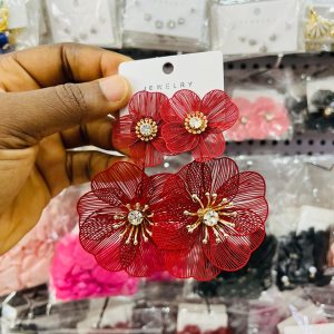 Red flowery earring